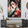 tableau portrait femme Geisha peinture couteau