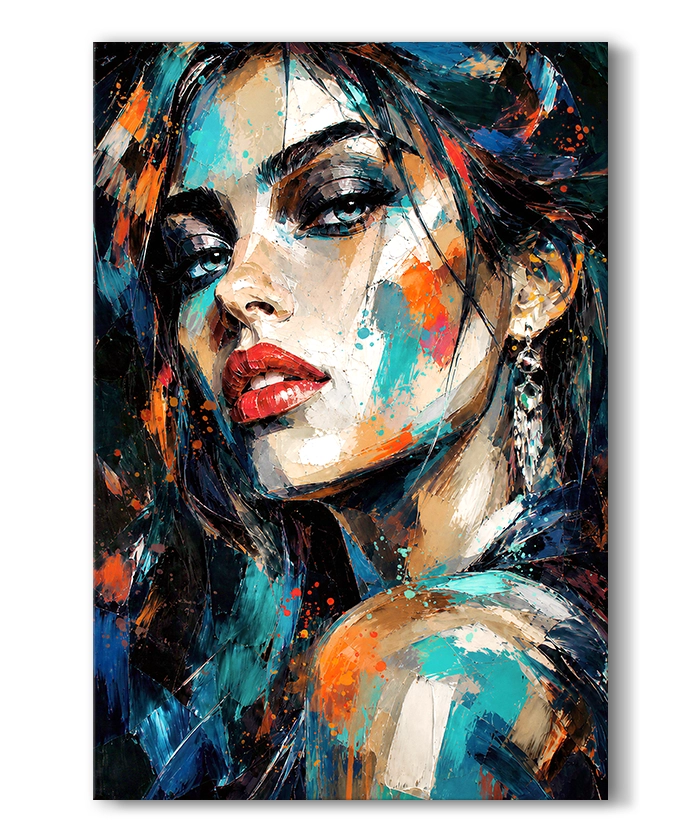 tableau deco portrait peinture femme moderne artiste huile