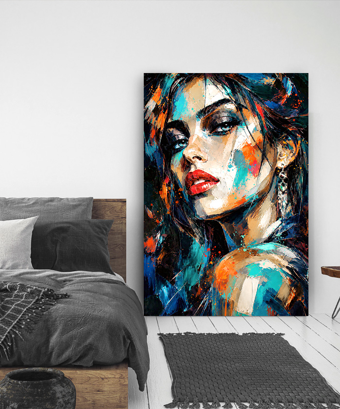 tableau deco portrait peinture femme moderne artiste huile