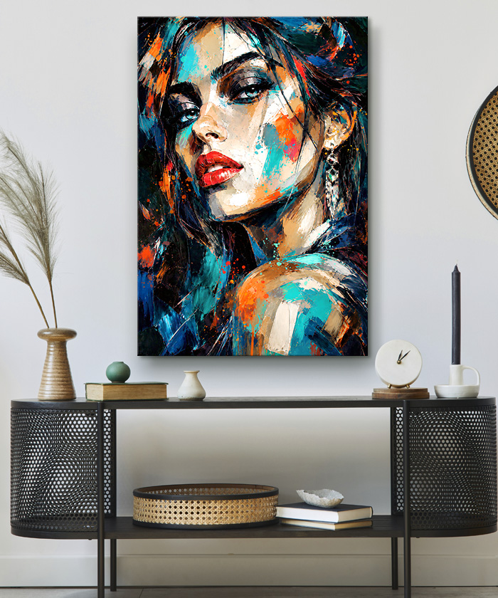tableau deco portrait peinture femme moderne artiste huile