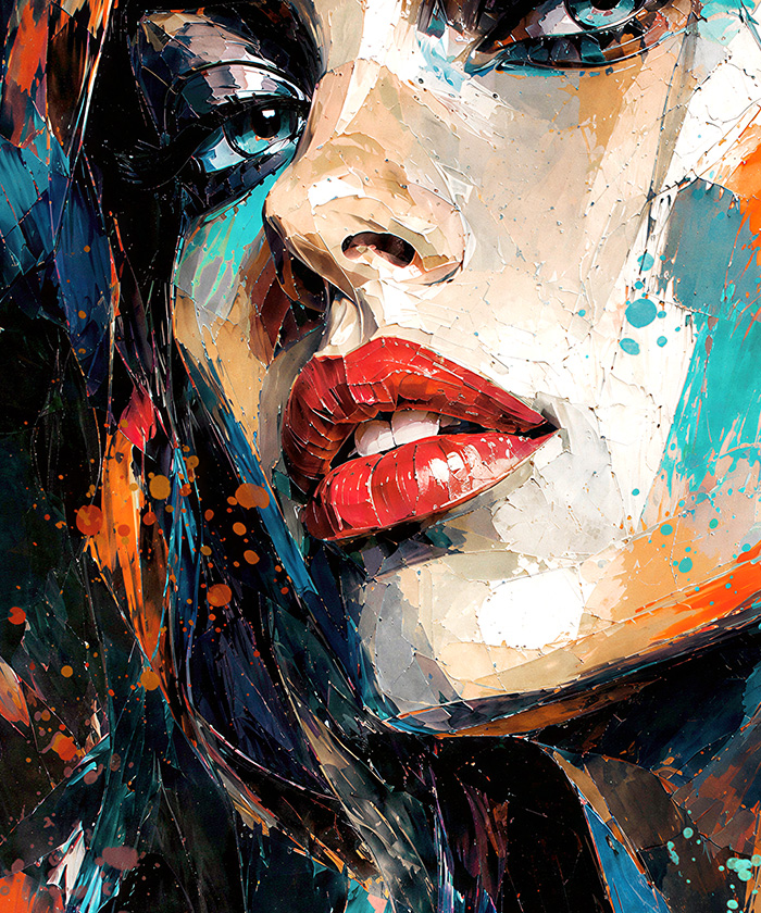 tableau deco portrait peinture femme moderne artiste huile