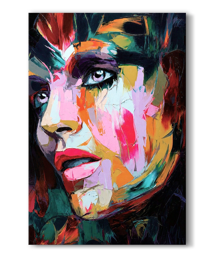 Tableau déco portrait femme visage coloré peinture pop art