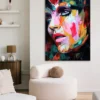 Tableau déco portrait femme visage coloré peinture pop art