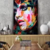 Tableau déco portrait femme visage coloré peinture pop art