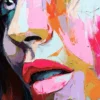 Tableau déco portrait femme visage coloré peinture pop art
