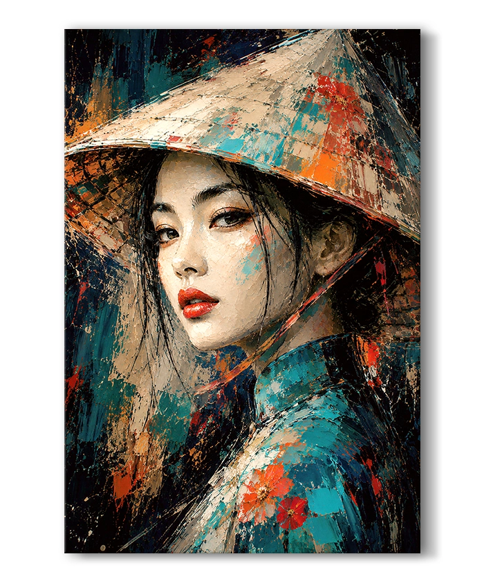 tableau portrait ethnique femme vietnamienne peinture artiste