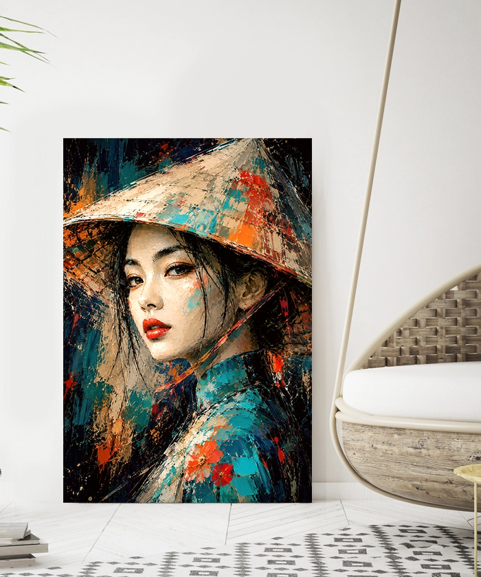 tableau portrait ethnique femme vietnamienne peinture artiste