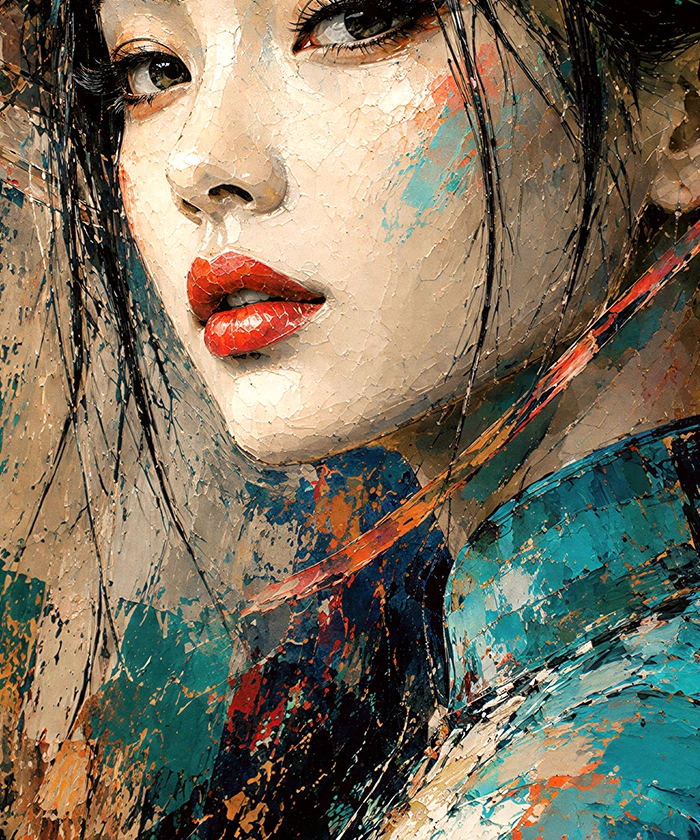 tableau portrait ethnique femme vietnamienne peinture artiste