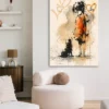 Tableau déco la petite fille et son chien Street Art Style Banksy graffiti peinture aquarelle
