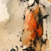 Tableau déco la petite fille et son chien Street Art Style Banksy graffiti peinture aquarelle