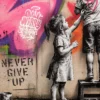 tableau Street Art Enfants No War Graffiti style Banksy artiste