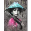 Tableau Street Art Portrait Ethnique Vietnamienne graffiti