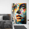 tableau deco portrait peinture femme visage huile pop art