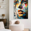 tableau deco portrait peinture femme visage huile pop art