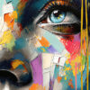 tableau deco portrait peinture femme visage huile pop art