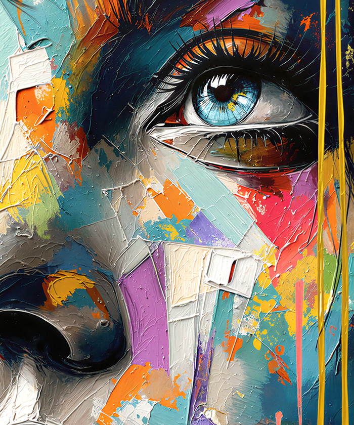 tableau deco portrait peinture femme visage huile pop art